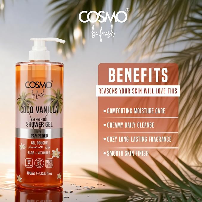 Cosmo Be Fresh Cocoa Vanilla Shower Gel with Aloe & Vitamin E 1000ml