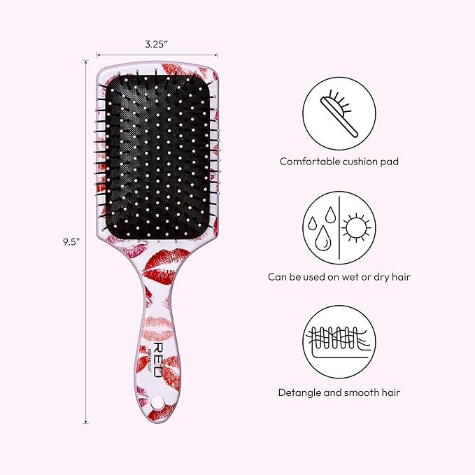 Red by Kiss Designed Brush, Easy Hair Detangling & Styling, Scalp Massage