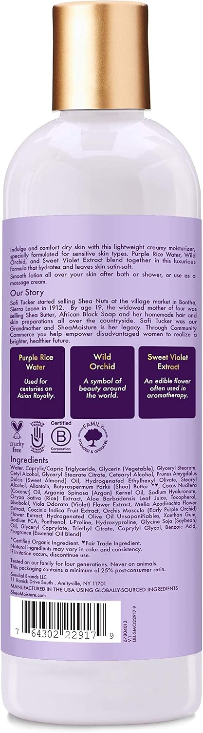 Shea Moisture Purple Rice Water Velvet Skin Body Lotion 13 Oz