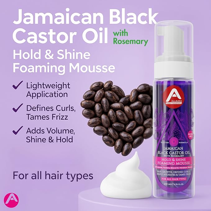 Allored Professional Jamaican Black Styling Foam Mousse with Castor Oil & Rosemary 200ml - product detail | CC Hair & Beauty UK