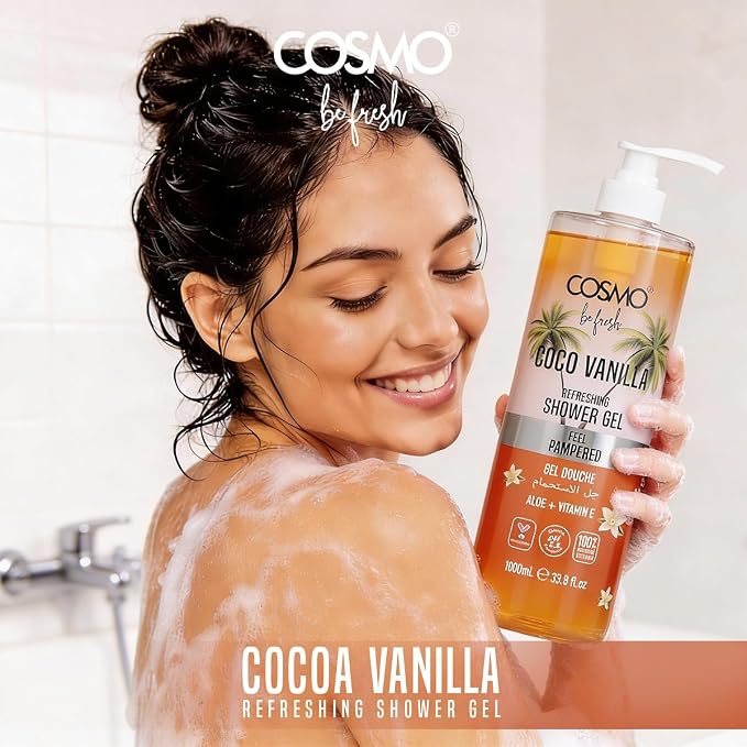 Cosmo Be Fresh Cocoa Vanilla Shower Gel with Aloe & Vitamin E 1000ml