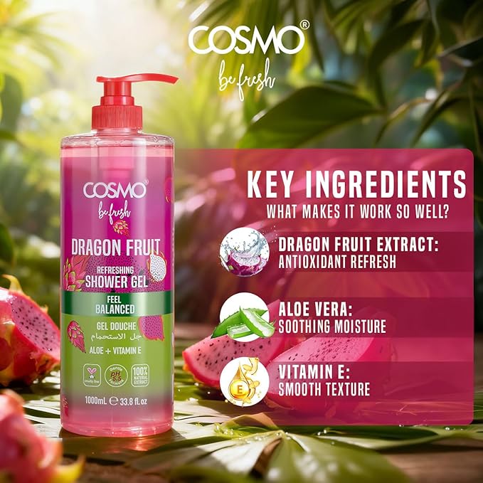 Cosmo Be Fresh Dragon Fruit Shower Gel with Aloe & Vitamin E 1000ml