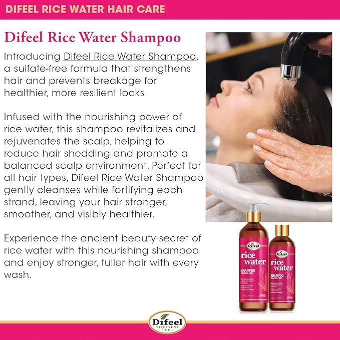 Difeel Rice Water Strengthening Sulfate Free Shampoo 12oz