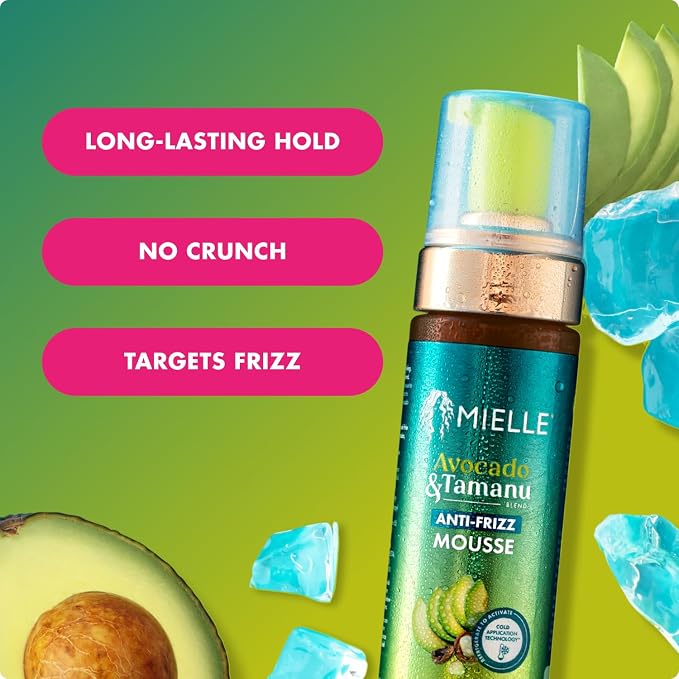 Mielle Organics Avocado & Tamanu Curly Hair Mousse - Anti Frizz Hair Foam 222ml