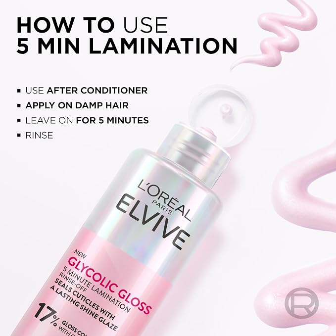 L'Oréal Paris Rinse-Off Treatment For Dull Hair, Elvive Glycolic Gloss 5 Minute Lamination 200ml