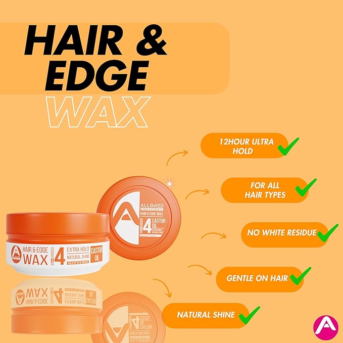Allored Professional Castor Oil Hair Edge Styling Wax Strong - Hold Gummy Wax 150ml