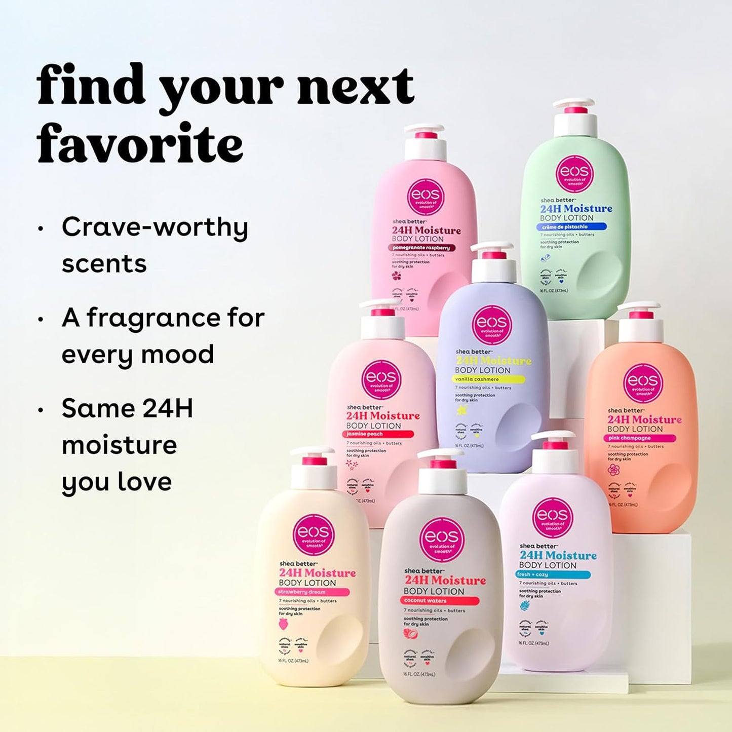 eos Shea Better Body Lotion Pink Champagne 24-Hour Moisture Lightweight & Non-Greasy 16Oz