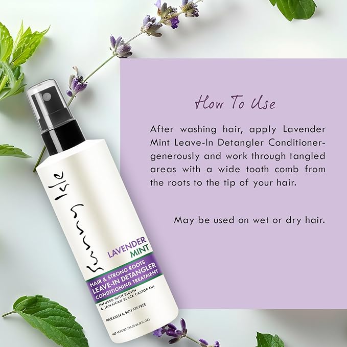 Sunny Isle Lavender Mint Hair and Strong Roots Leave-In Detangler Conditioner 8oz