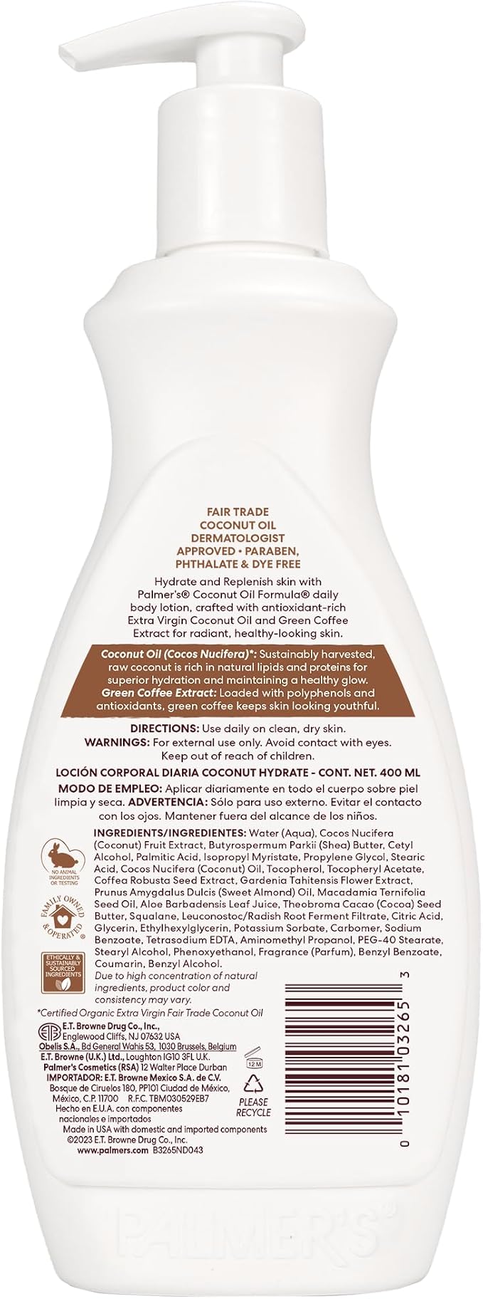 Palmer’s Coconut Oil Formula Coconut Oil Body Lotion With Pump 400 ml