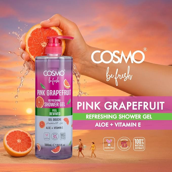 Cosmo Be Fresh Pink Grapefruit Shower Gel with Aloe Vera & Vitamin E 1000ml