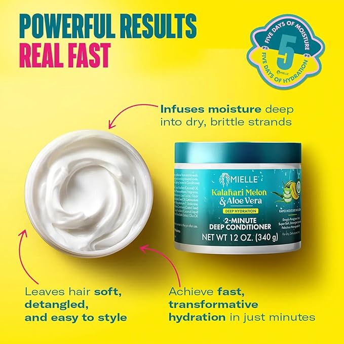 Mielle Organics 2-Minute Deep Conditioner Kalahari Melon & Aloe Vera Moisturizing Conditioner 12oz