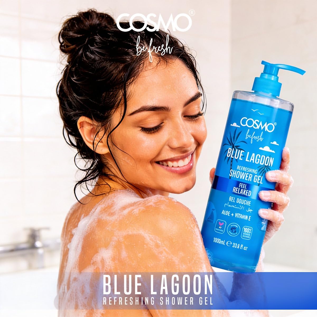 Cosmo Be Fresh Blue Lagoon Shower Gel with Aloe & Vitamin E 1000ml