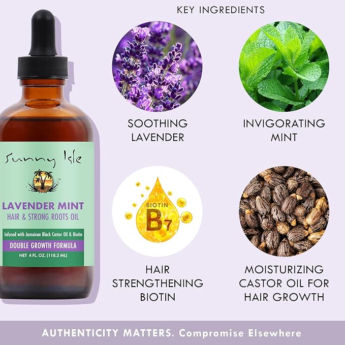 Sunny Isle Lavender Mint Hair and Strong Roots Oil 4oz