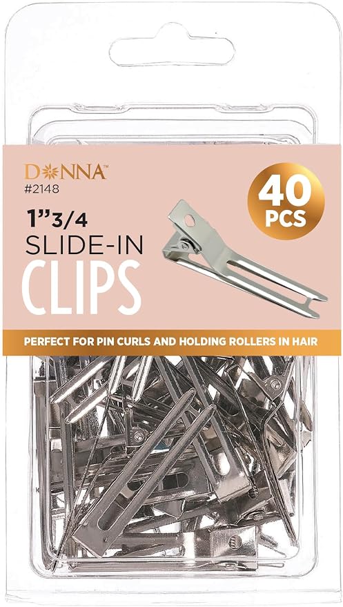 DONNA Hair Slide in Clips 1" 3/4 40pcs Rustproof Metal Curl Clips