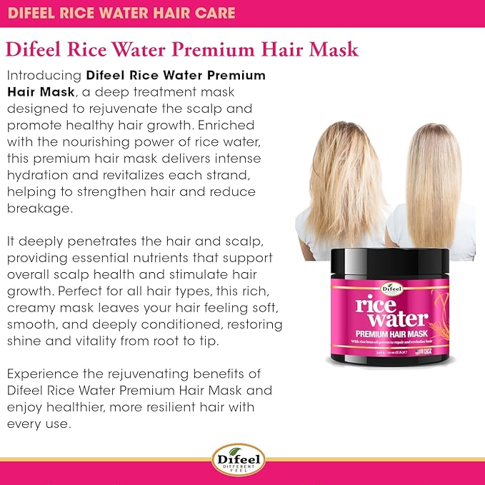 Difeel Rice Water Premium Hair Mask 12 oz