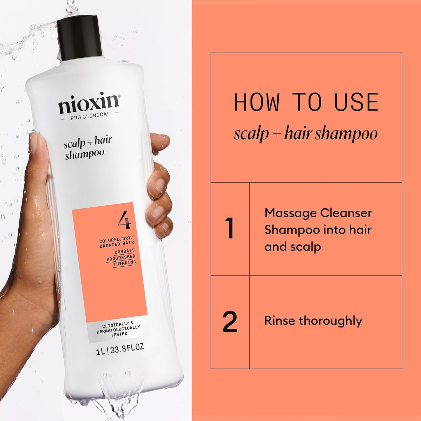Nioxin System 4 Scalp + Hair Thickening Shampoo for Colored, Dry, & Damaged Hair