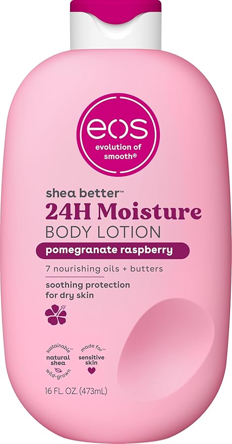 eos Shea Better Body Lotion Pomegranate Raspberry, 24-Hour Moisture 16Oz