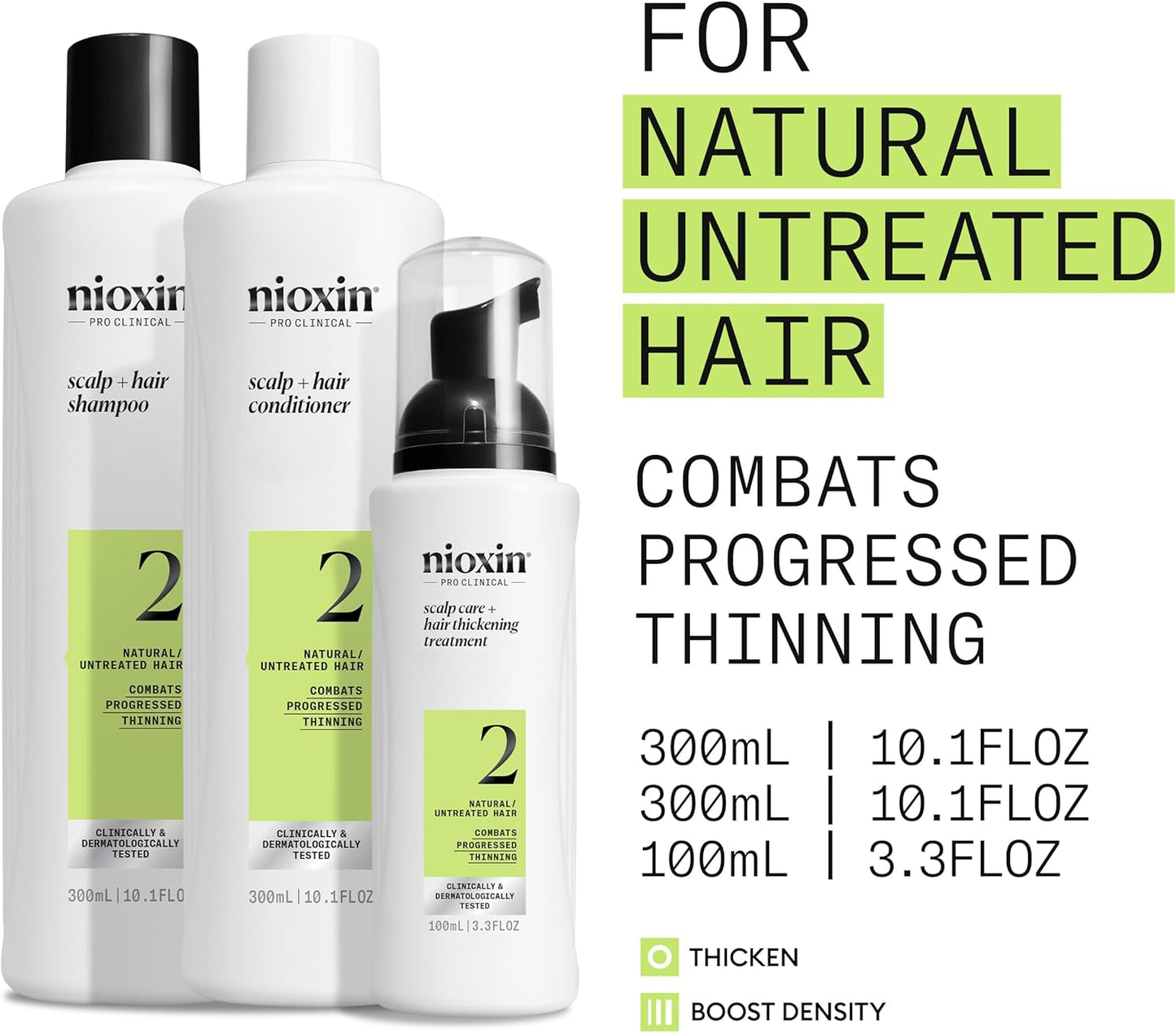 Nioxin System 2 - Hair Thickening System For Natural Hair With Progressed Thinning Kit