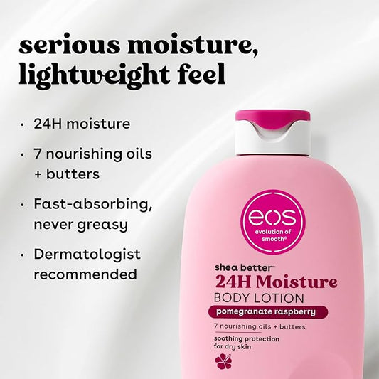 eos Shea Better Body Lotion Pomegranate Raspberry, 24-Hour Moisture 16Oz
