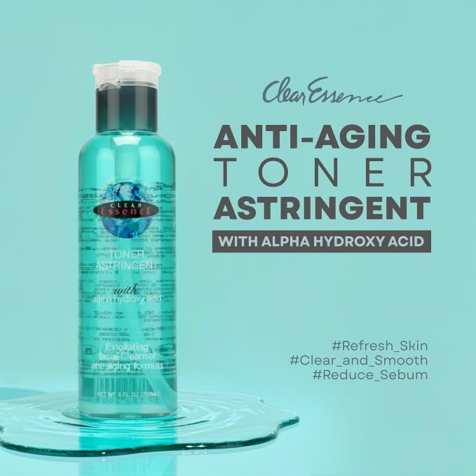 Clear Essence Anti-Aging Skin Toner Astringent with Alpha Hydroxy Acid 236ml