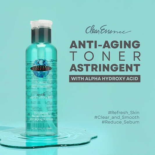 Clear Essence Anti-Aging Skin Toner Astringent with Alpha Hydroxy Acid 236ml