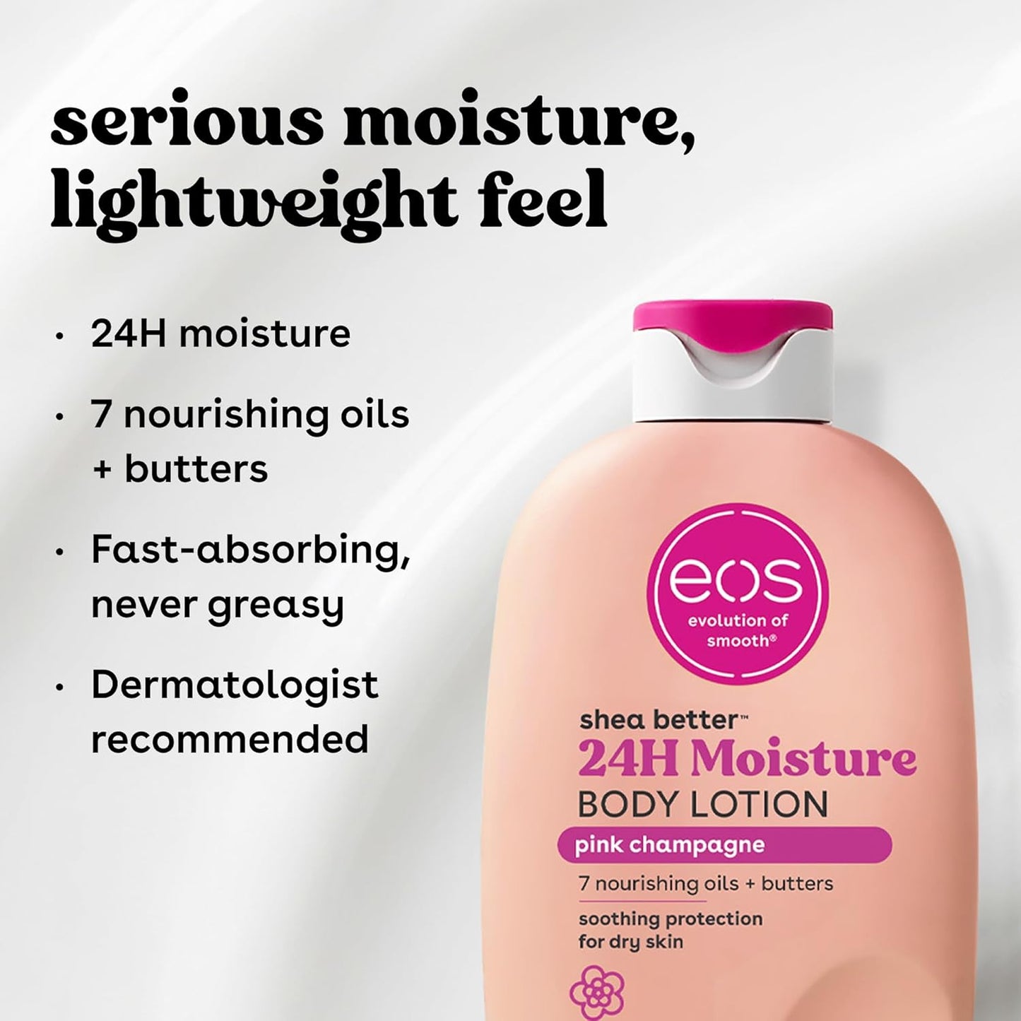eos Shea Better Body Lotion Pink Champagne 24-Hour Moisture Lightweight & Non-Greasy 16Oz