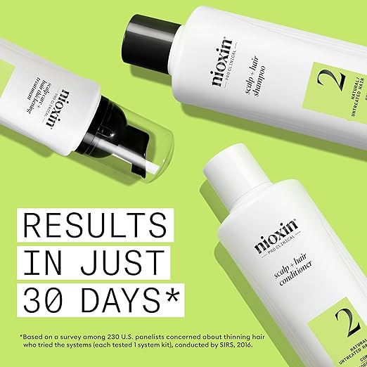 Nioxin System 2 - Hair Thickening System For Natural Hair with Progressed Thinning Kit