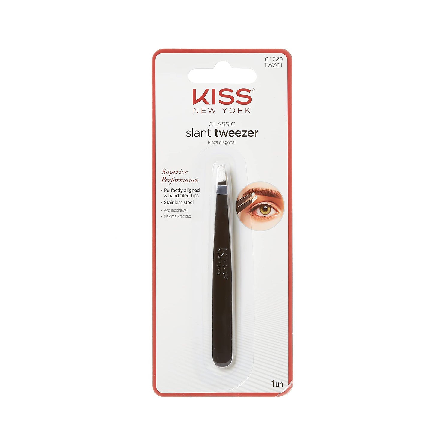 Kiss Products Slant Tip Tweezer - Alloy Steel, Stainless Steel