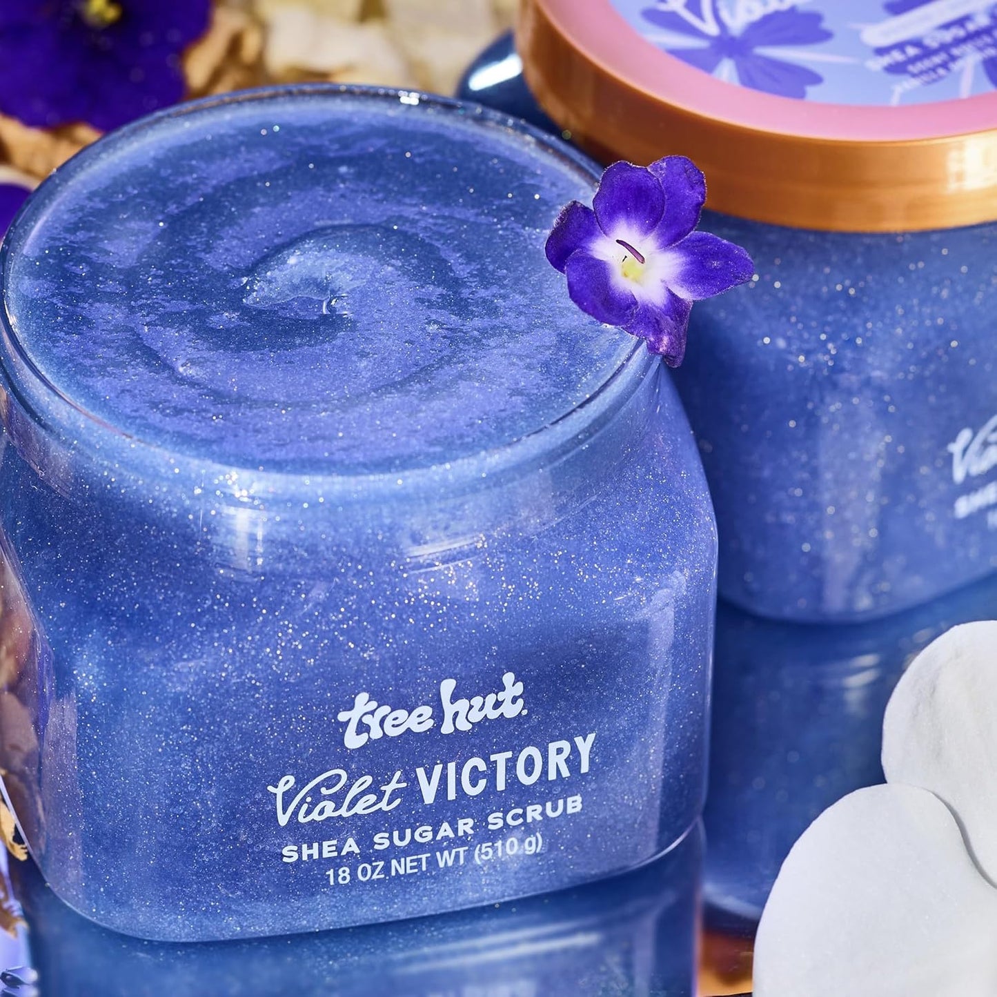 Tree Hut Violet Victory Body Scrub, Exfoliating & Hydrating Sugar Scrub 18Oz