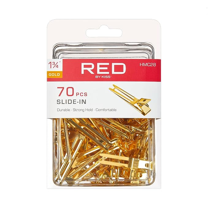 Red by Kiss Gold Metal Hair Clips, Durable Sturdy Hold for Long Lasting 70 Slide In