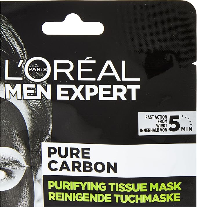 L'Oréal Men Expert Pure Charcoal Purifying Tissue Face Mask for Men 30g