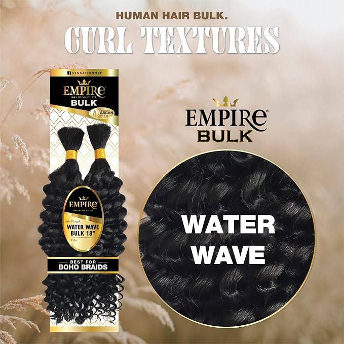 Sensationnel Empire Bulk Hair Braiding Water Wave Bulk Human Hair Boho Braids 18"