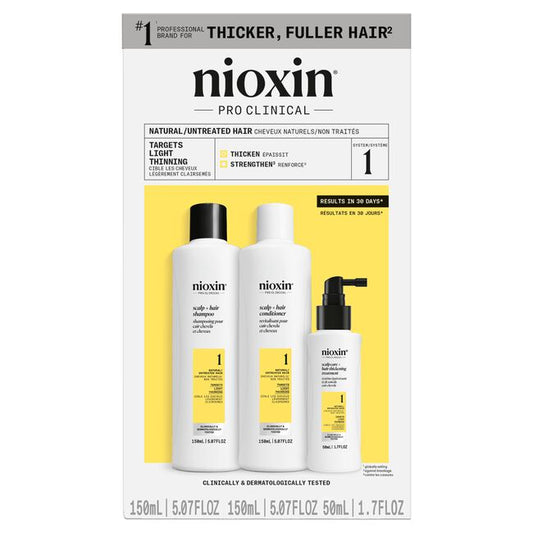Nioxin Pro Clinical System Trial Kit 1, Cleanser, Scalp Therapy, Scalp Treatment