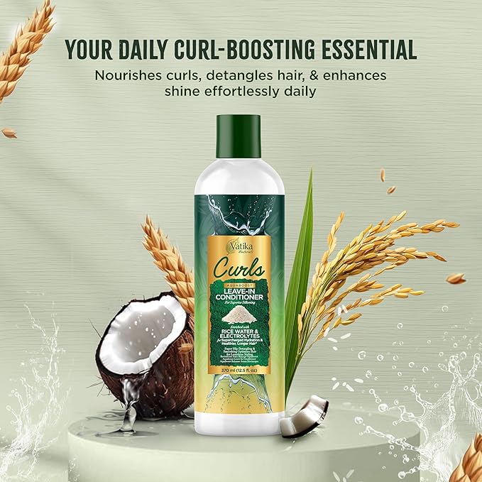 Vatika Naturals Curls AQUABOOST Leave-In Conditioner 370ml | CC Hair & Beauty UK