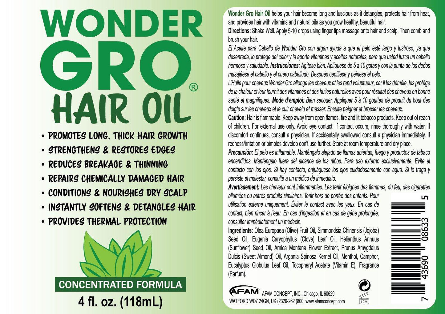 Wonder Gro Hair Growth Oil & Thermal Protection 4 fl oz - delete