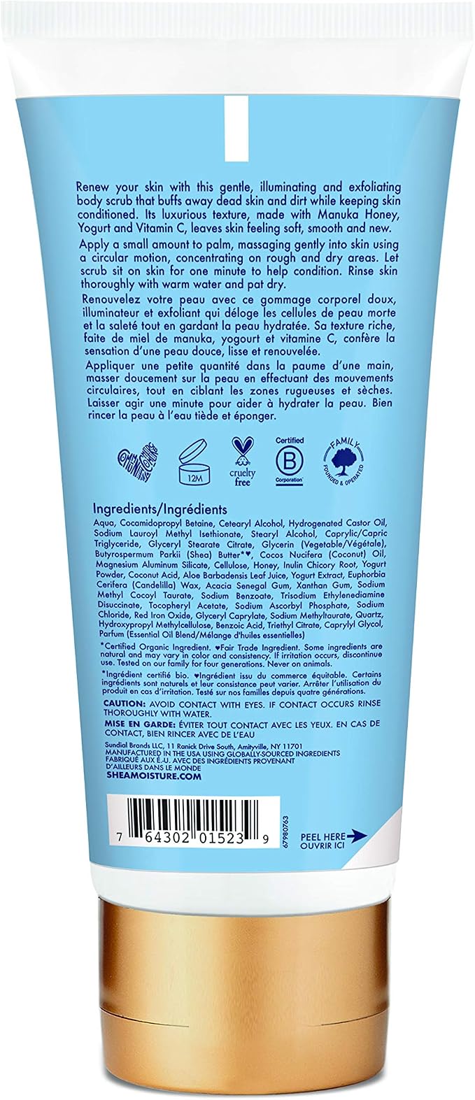 SheaMoisture Skin Renewal Recipe Manuka Honey & Yogurt Body Scrub 6Oz
