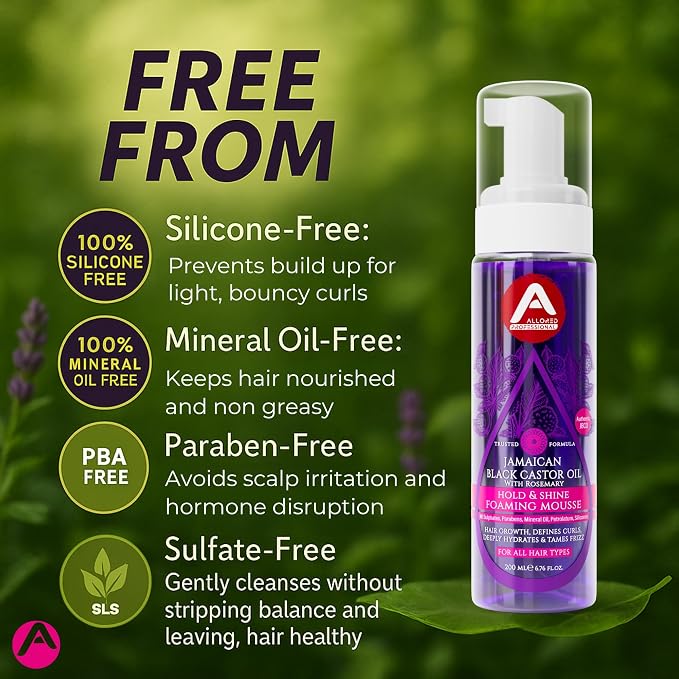 Allored Professional Jamaican Black Styling Foam Mousse with Castor Oil & Rosemary 200ml - product detail | CC Hair & Beauty UK