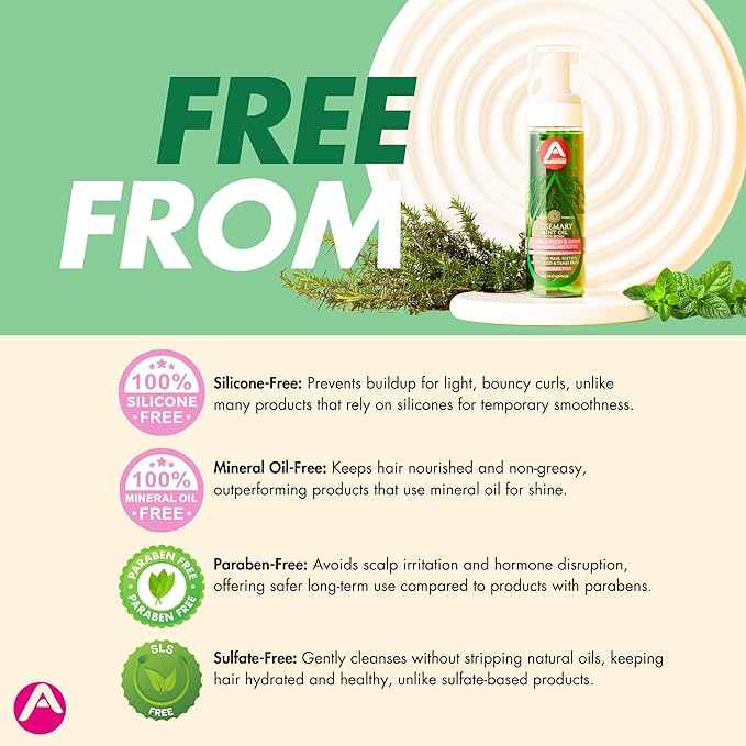 Allored Professional Rosemary Mint Hair Styling Foam Mousse Healthy & Defined Curls 200ml