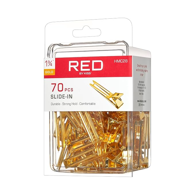 Red by Kiss Gold Metal Hair Clips, Durable Sturdy Hold for Long Lasting 70 Slide In