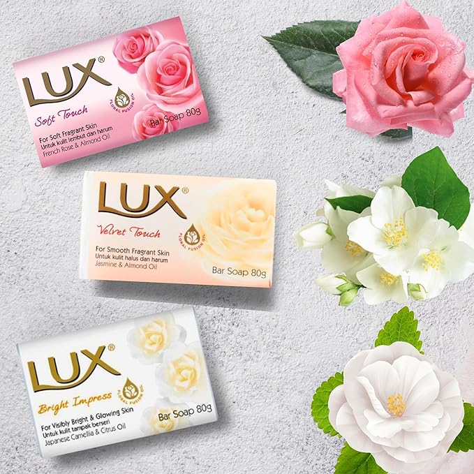 Soap Bar Bundle with 3x Lux Soap Floral Fusion Beauty Bars