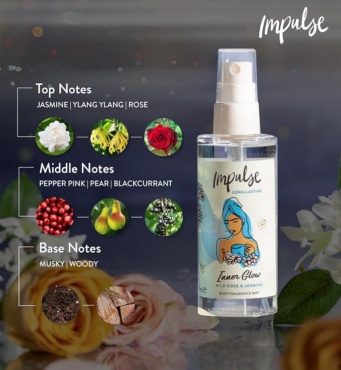 Impulse Inner Glow Wild Rose & Jasmine Body Mist 100ml