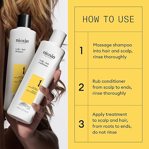 Nioxin System 1 - Hair Thickening System For Natural Hair with Light Thinning Kit