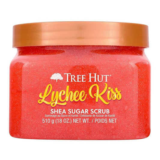 Tree Hut Lychee Shea Sugar Scrub, Exfoliating, Hydrating & Moisturizing Body Scrub 18Oz