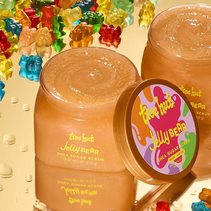Tree Hut Jelly Bear Shea Sugar Scrub, Exfoliating, Hydrating & Moisturizing Body Scrub 18Oz