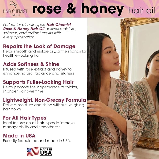 Hair Chemist Rose & Honey Hair Oil 8 oz