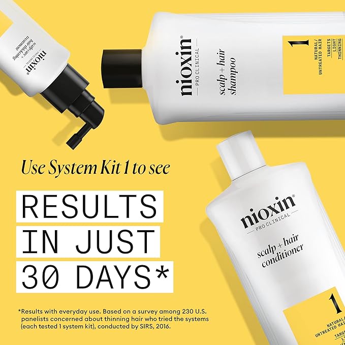 Nioxin System 1 - Hair Thickening System For Natural Hair with Light Thinning Shampoo 1L