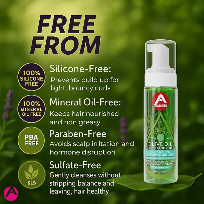 Allored Professional Olive Oil Hair Mousse Styling Foam With Aloe Vera – Sulfate-Free 200ml