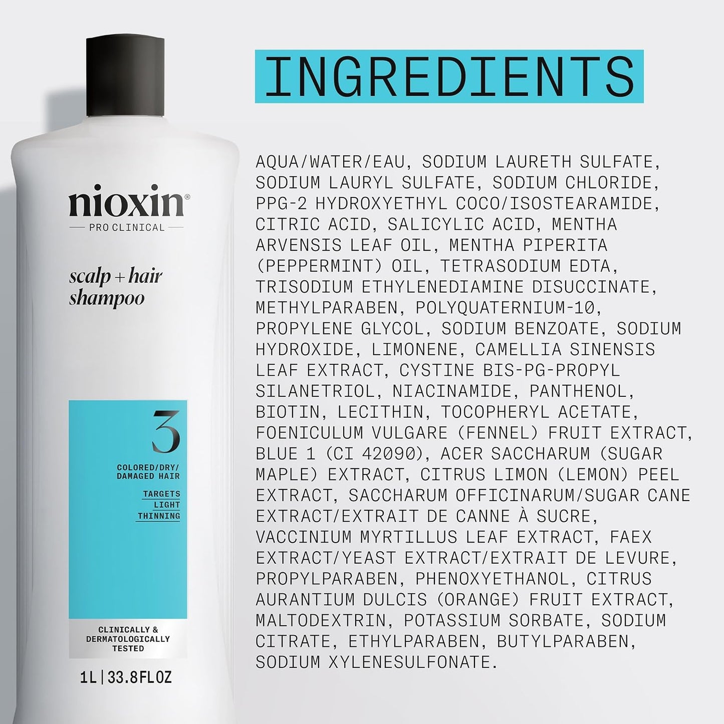 Nioxin System 3 Scalp & Hair Cleanser Shampoo 1000ml