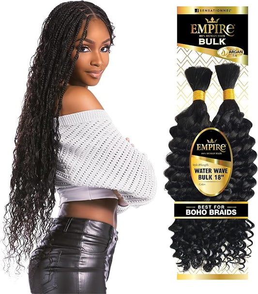 Sensationnel Empire Bulk Hair Braiding Water Wave Bulk Human Hair Boho Braids 18"