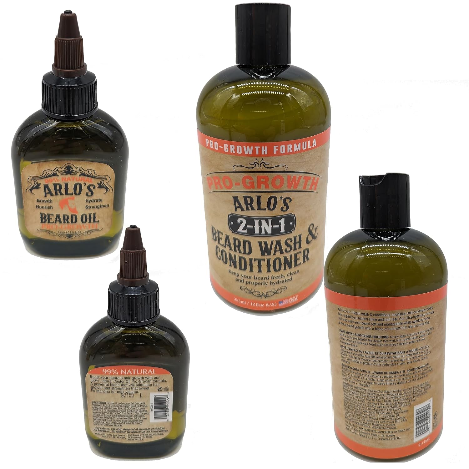 Arlo's 2-in-1 Pro-Growth Beard Wash and Conditioner 12 oz | CC Hair & Beauty UK